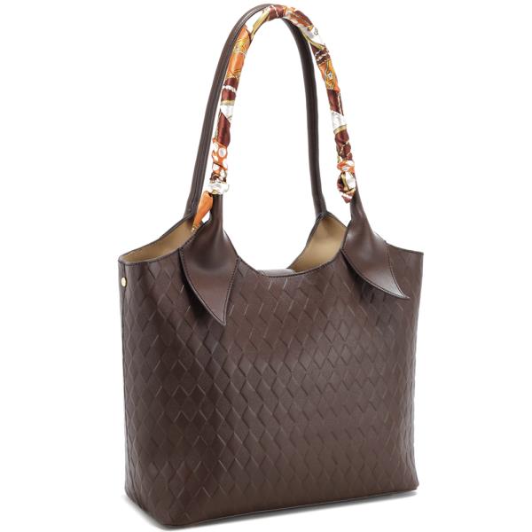 WOVEN DESIGN SCARF HANDLE TOTE BAG