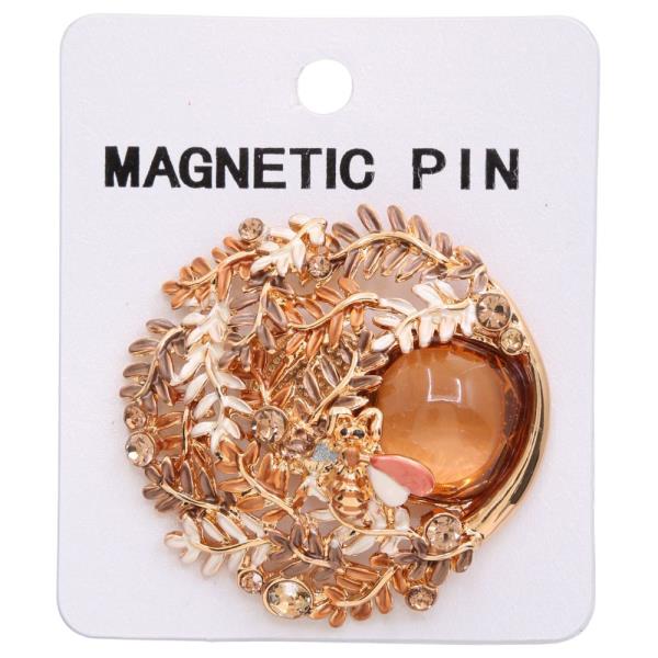 LEAF PATTERN ROUND MAGNETIC PIN