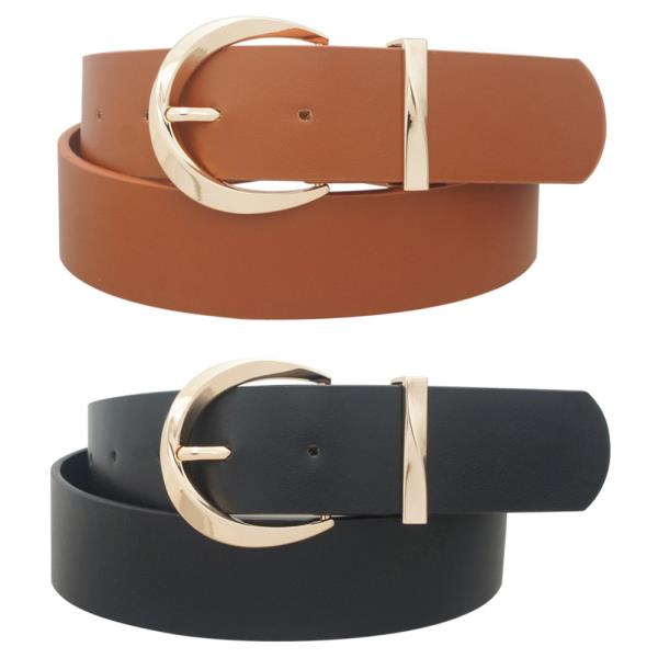 PLUS SIZE DUO MODERN TWIST U BUCKLE BELT WITH METAL LOOP