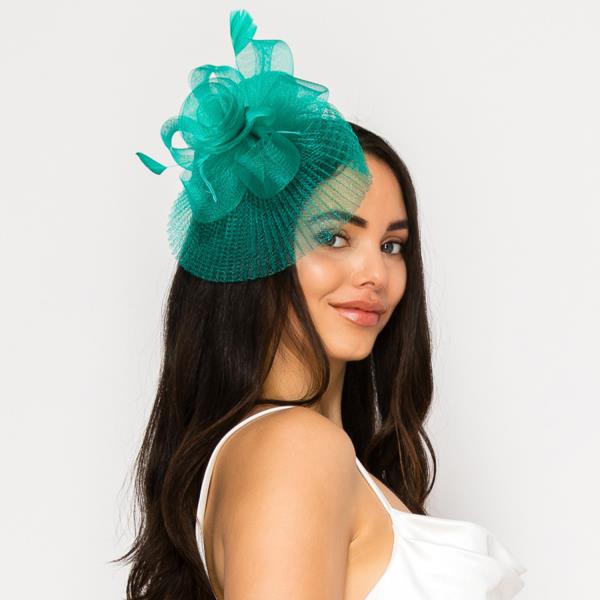 FLORAL FEATHERED VEIL FASCINATOR