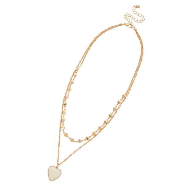 HEART CHARM METAL LAYERED NECKLACE