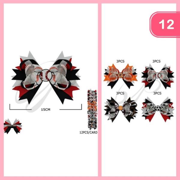RIBBON SPORT HAIR BOW (12 UNITS)