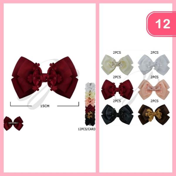 RIBBON FLOWER HAIR BOW (12 UNITS)