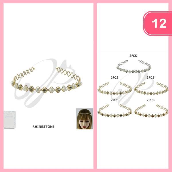 RHINESTONE PEARL HEADBAND (12 UNITS)