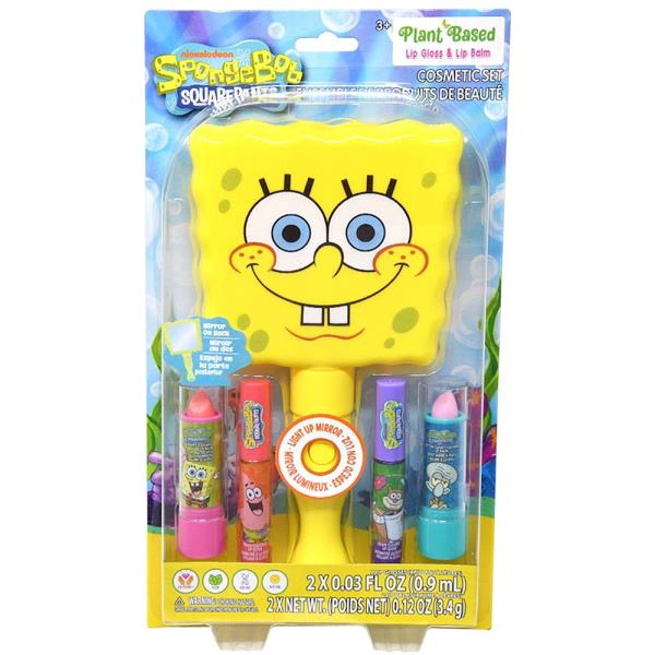 SPONGE BOB LIP BALM W LIGHT UP MIRROR