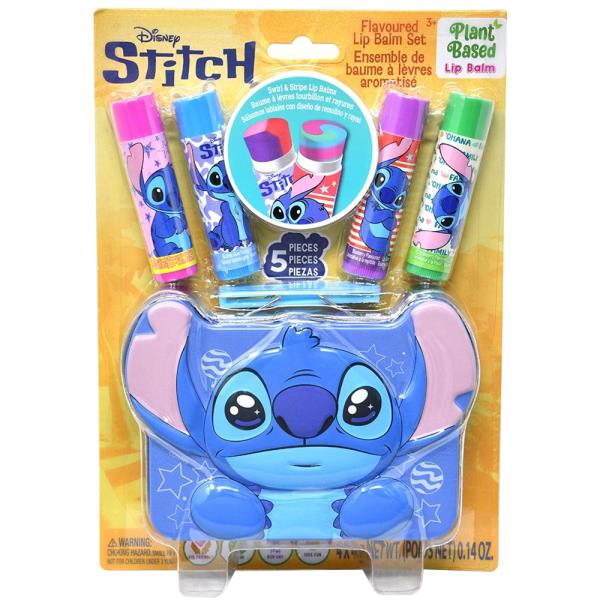 STITCH 4PC LIP BALM W SHAPED TIN