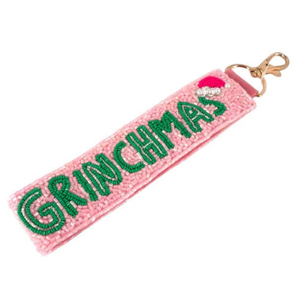 CHRISTMAS GRINCHMAS SEED BEAD KEYCHAIN BAG CHARM