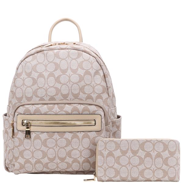 2IN1 OVAL PRINT BACKPACK W WALLET SET