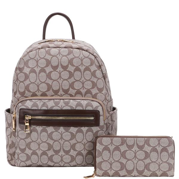 2IN1 OVAL PRINT BACKPACK W WALLET SET