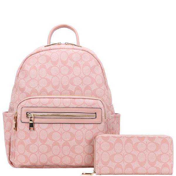 2IN1 OVAL PRINT BACKPACK W WALLET SET