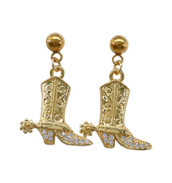 COWBOY BOOT STAINLESS STEEL DANGLE EARRING