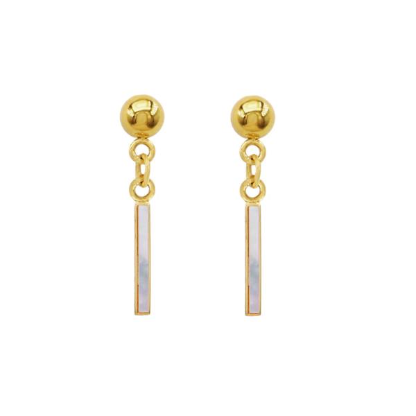 MOTHER OF PEARL BAR STAINLESS STEEL EARRING