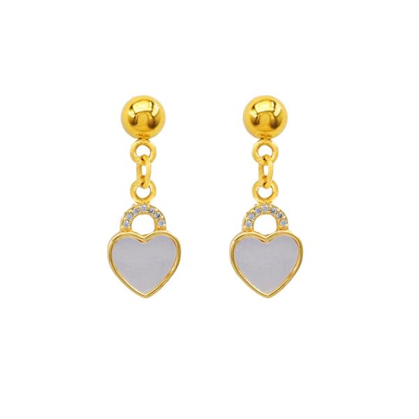 HEART LOCK STAINLESS STEEL DANGLE EARRING