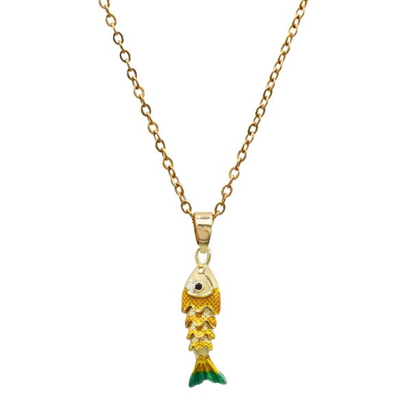 MOVEABLE FISH CHARM STAINLESS STEEL NECKLACE