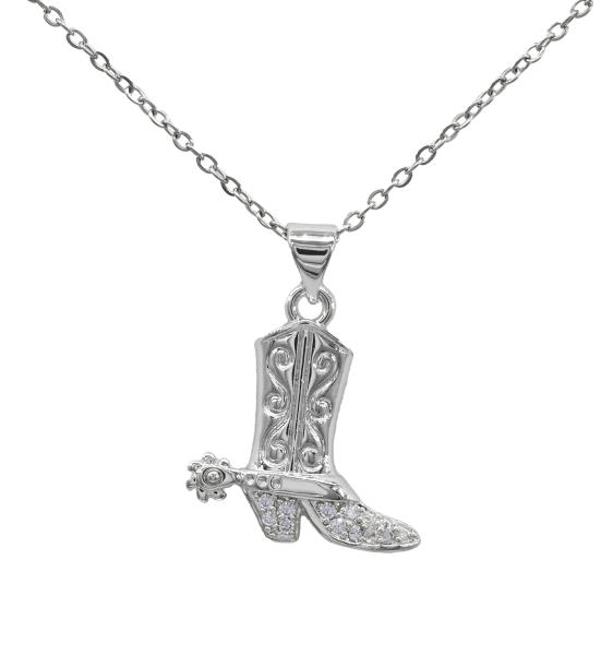 COWBOY BOOT CHARM STAINLESS STEEL NECKLACE