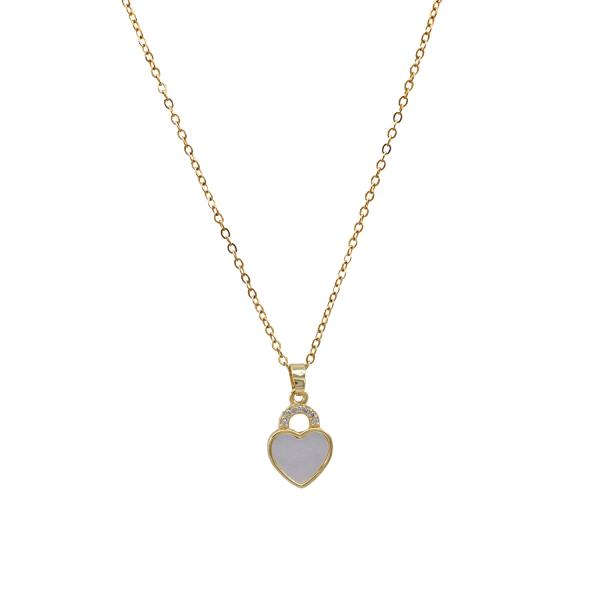 HEART LOCK CHARM STAINLESS STEEL NECKLACE