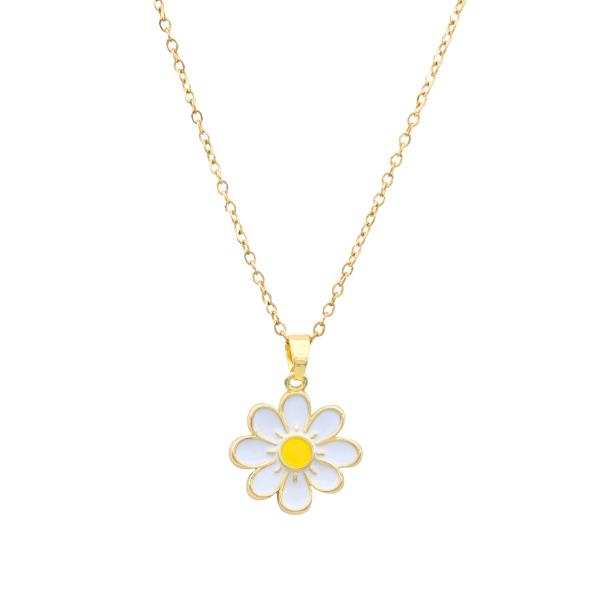 DAISY CHARM STAINLESS STEEL NECKLACE