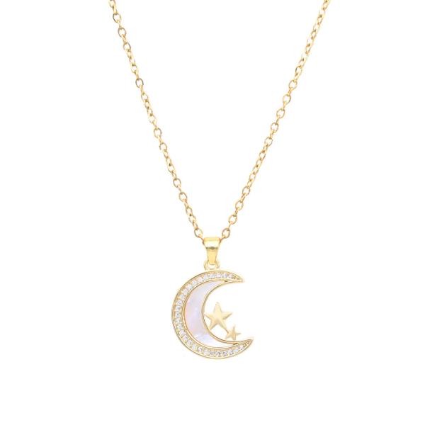 MOON STAR CHARM STAINLESS STEEL NECKLACE