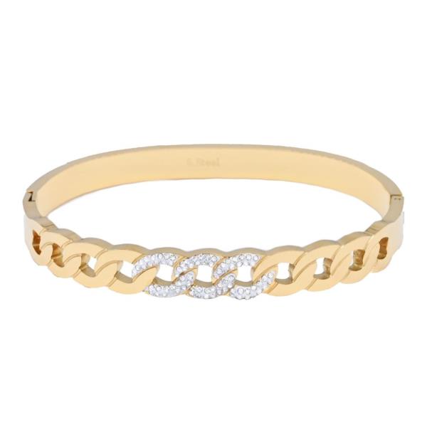 PAVE CHAIN CZ BANGLE STAINLESS STEEL BRACELET