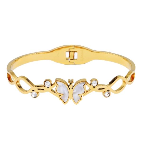 MOTHER OF PEARL BUTTERFLY STAINLESS STEEL BRACELET