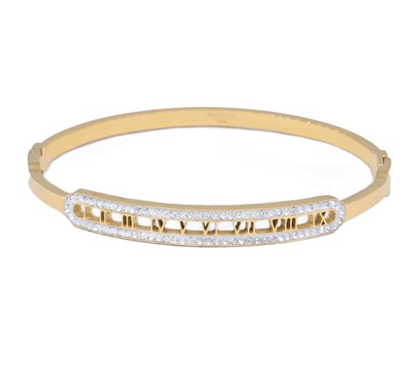 ROMAN NUMERALS STAINLESS STEEL BANGLE BRACELET