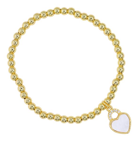 HEART LOCK STAINLESS STEEL BEAD BRACELET