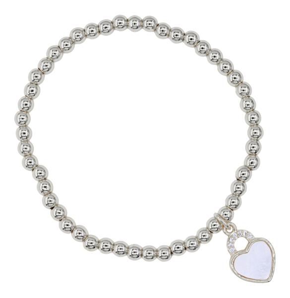 HEART LOCK STAINLESS STEEL BEAD BRACELET
