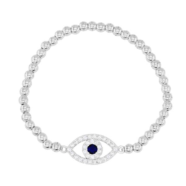 EVIL EYE CHARM STAINLESS STEEL BEAD BRACELET