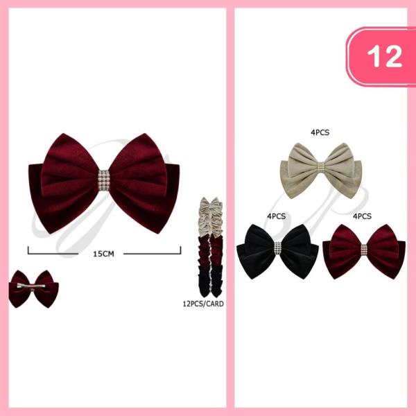 PEARL VELVET HAIR BOW (12 UNITS)