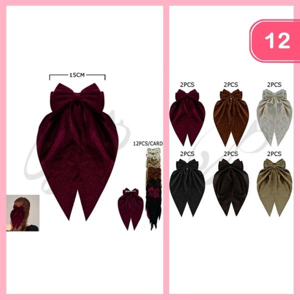 LONG TAIL VELVET HAIR BOW (12 UNITS)