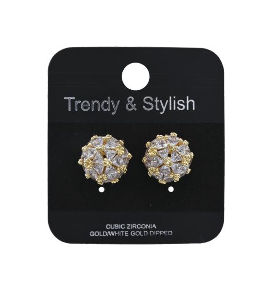 CZ TRIANGLE DOME GOLD DIPPED EARRING