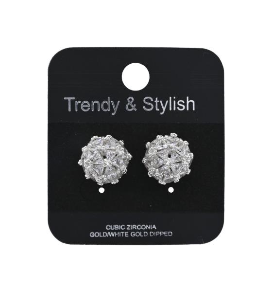 CZ TRIANGLE DOME GOLD DIPPED EARRING