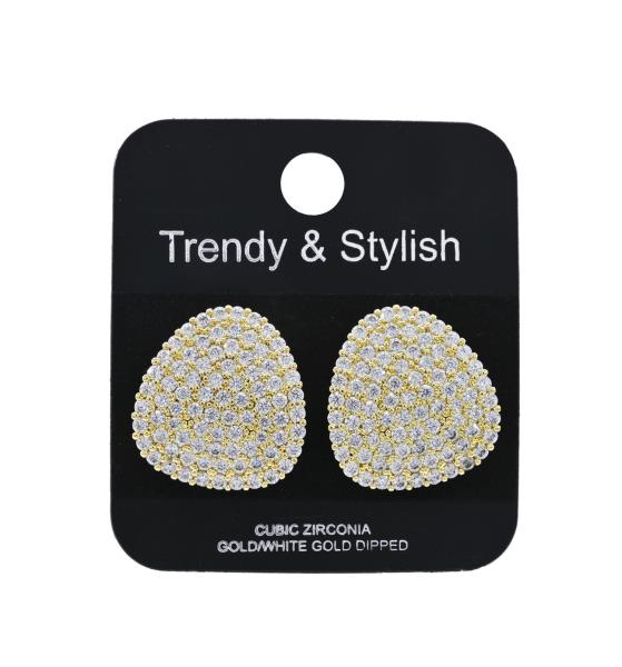 CZ TRIANGLE SHAPE GOLD DIPPED EARRING