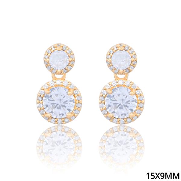 TWO TIERED ROUND CZ GOLD DIPPED EARRING