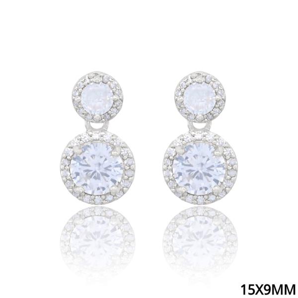 TWO TIERED ROUND CZ GOLD DIPPED EARRING
