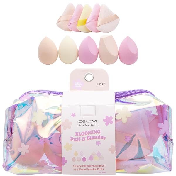 CELAVI BLOOMING 10PC PUFF AND BLENDER SET W POUCH