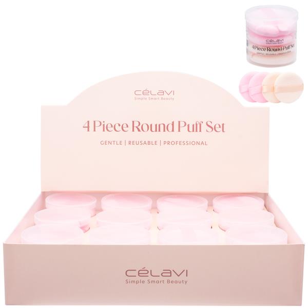 CELAVI 4PC ROUND PUFF SET (12 UNITS)