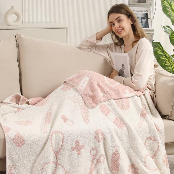 MEDICAL SYMBOLS PATTERN LUXURY SOFT THROW BLANKET