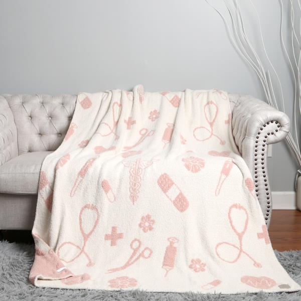 MEDICAL SYMBOLS PATTERN LUXURY SOFT THROW BLANKET