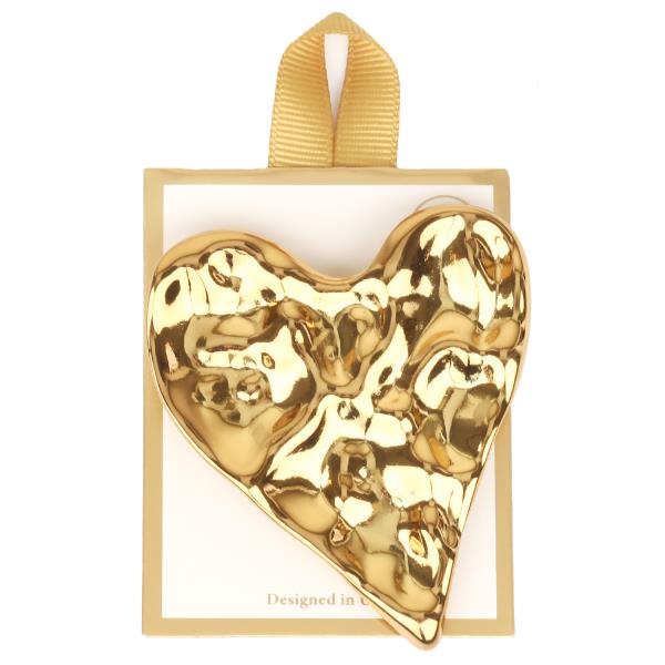 METAL HAMMERED HEART BROOCH PIN