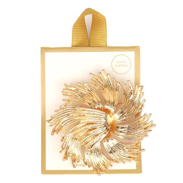 METAL STARBURST TEXTURED DESIGN BROOCH PIN