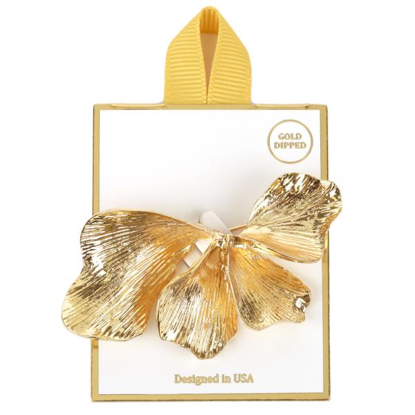 METAL TEXTURED LEAF BROOCH PIN