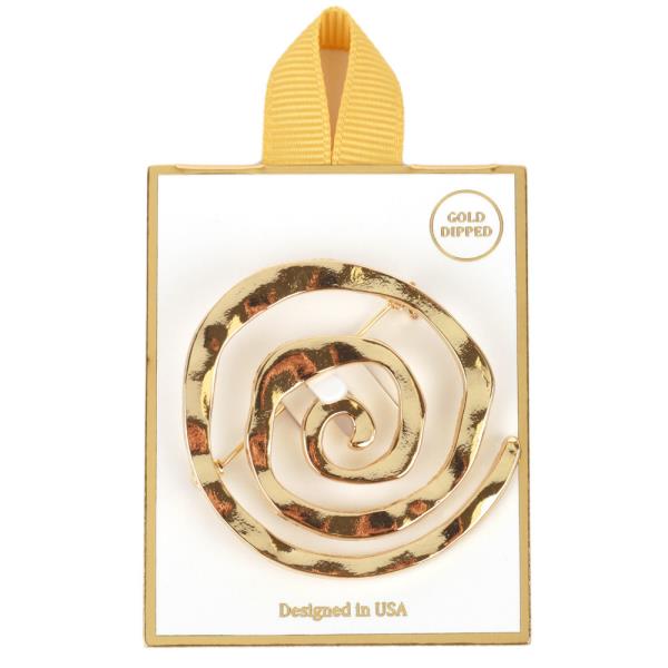 METAL HAMMERED SPIRAL BROOCH PIN