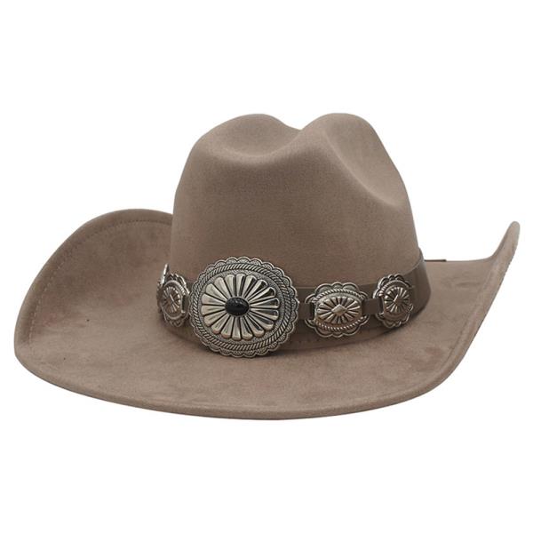CONCHO LINK BANDED MICROSUEDE COWBOY HAT