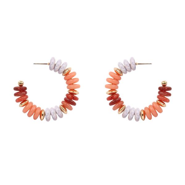 LEATHER BEAD HOOP EARRING