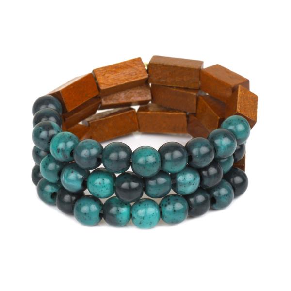MARBLE WOOD MULTI STACKABLE ELASTIC BRACELET