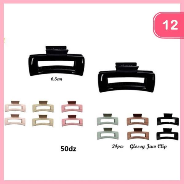 GLOSSY HAIR CLAW CLIPS (12 UNITS)