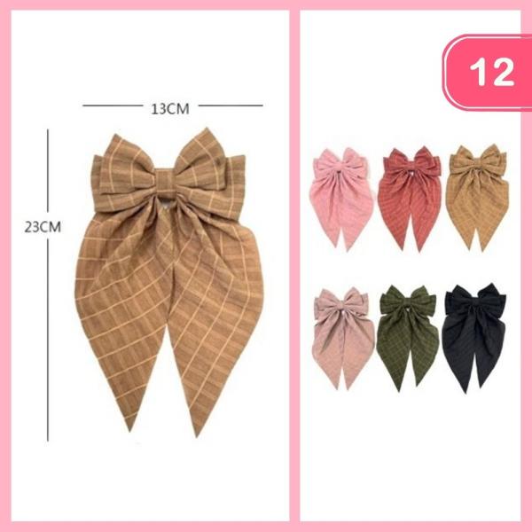 PATTERN LONG TAIL HAIR BOW (12 UNITS)