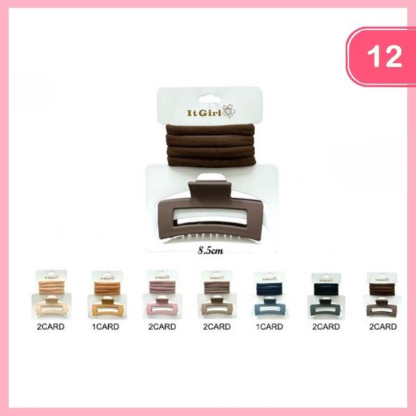 HAIR TIE AND HAIR CLAW CLIP SET (12 UNITS)