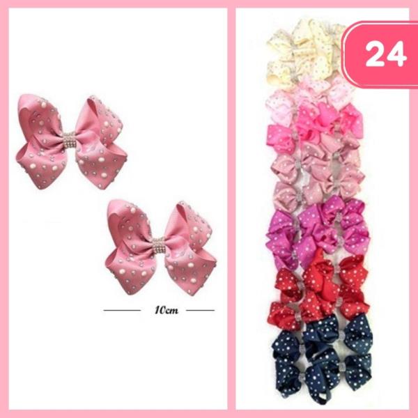 RHINESTONE RIBBON HAIR BOW (12 UNITS)